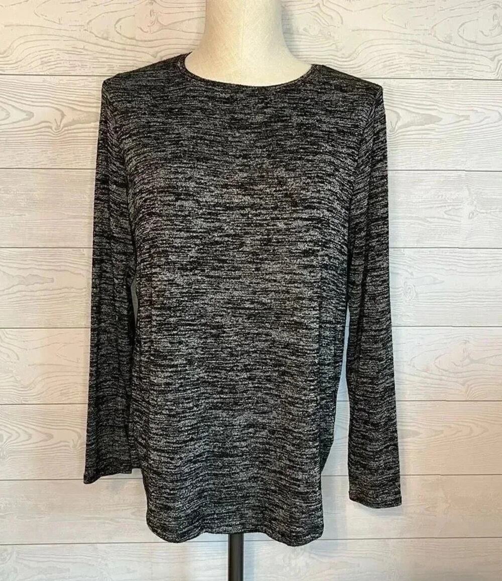 Apt. 9 black/silver marled long sleeve sweater Size Medium